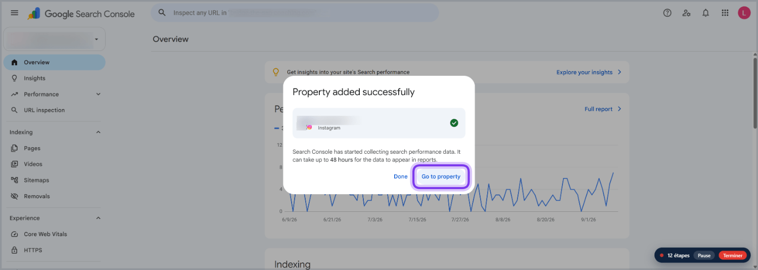 Cliquez sur « Go to property »