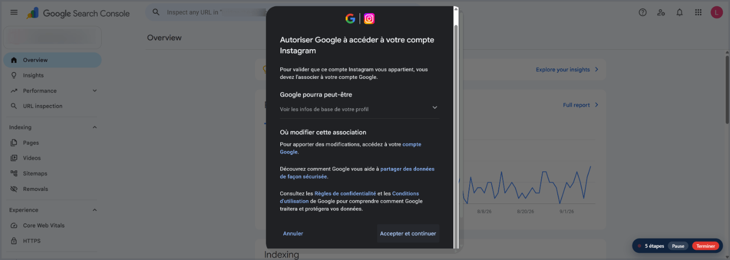 Cliquez sur « Accepter et continuer »