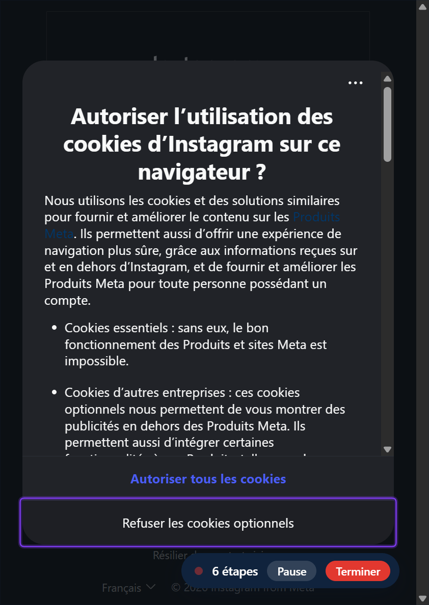 Cliquez sur « Refuser les cookies optionnels »