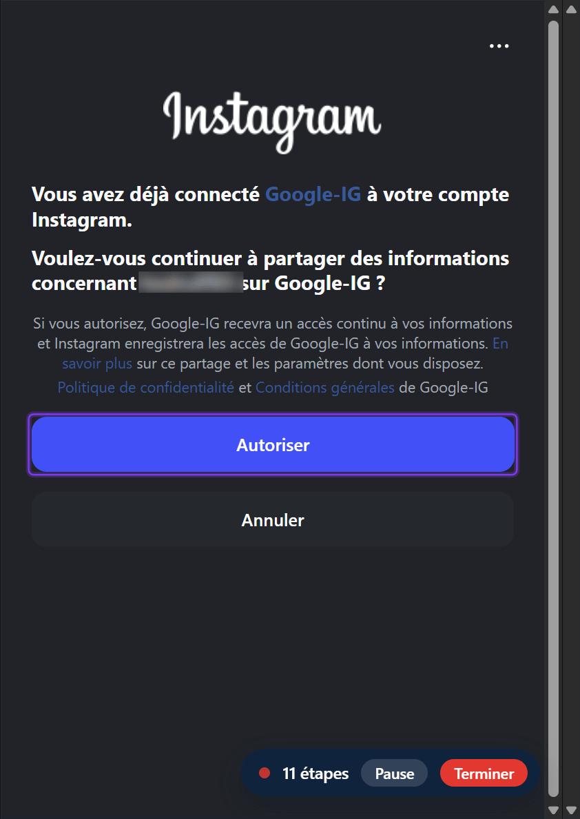 Cliquez sur « Autoriser »
