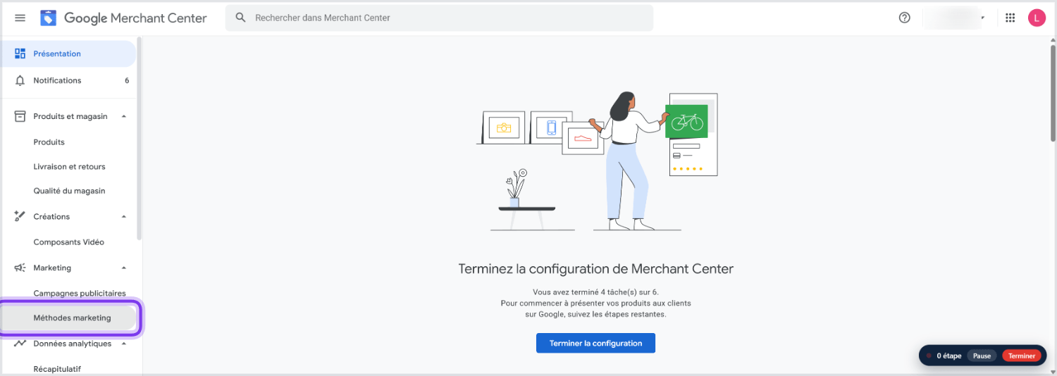 Cliquez sur « Méthodes marketing »