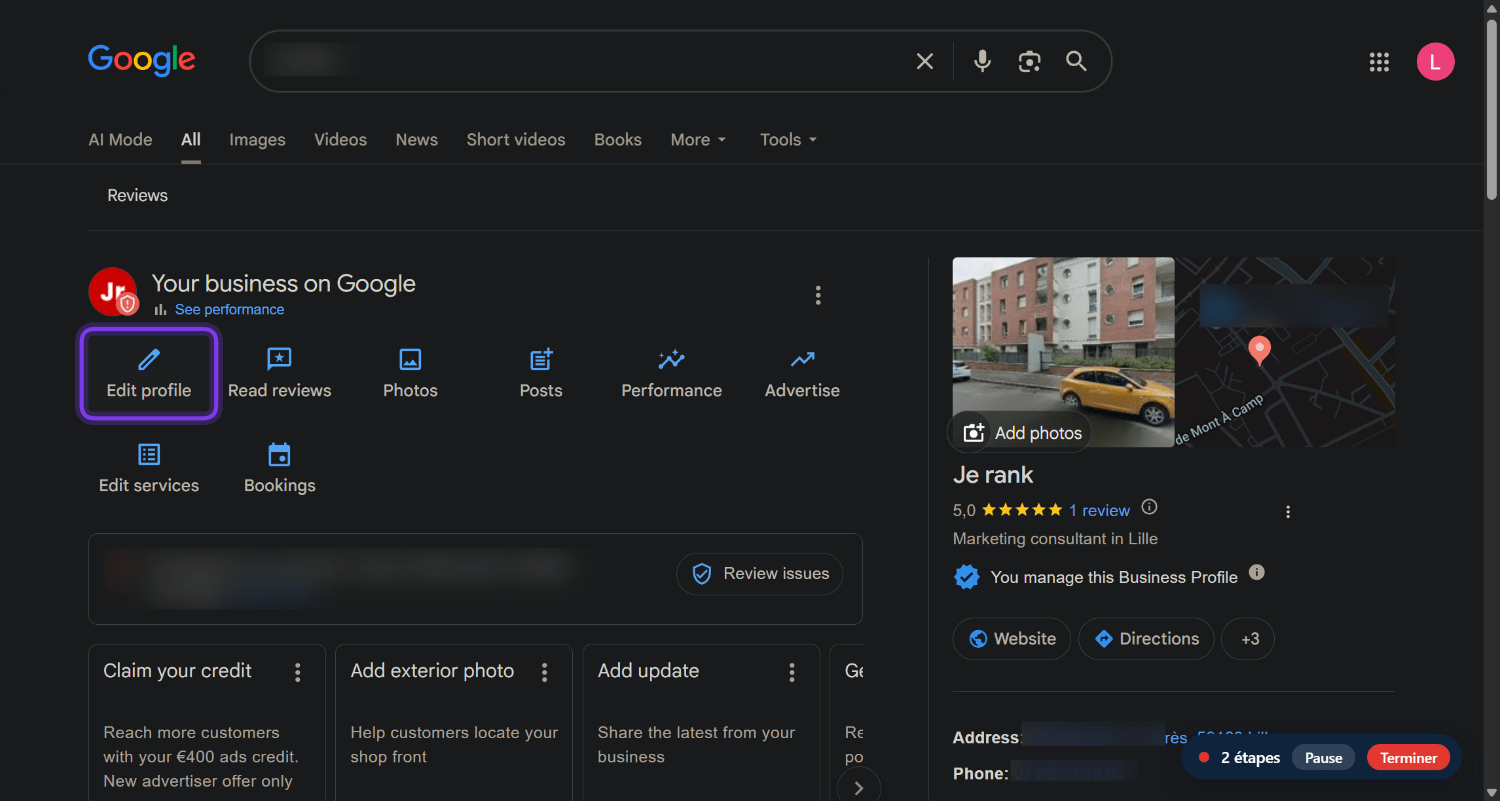 Cliquez sur « Editer le profil »